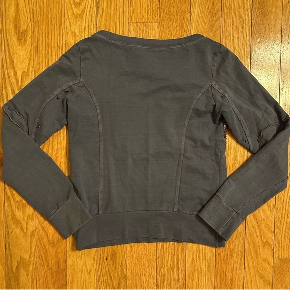 Patrizia Pepe Firenze Sweatshirt Top Wide Neck Sequin Rhinestone Blue 6 blouse - Picture 6 of 8